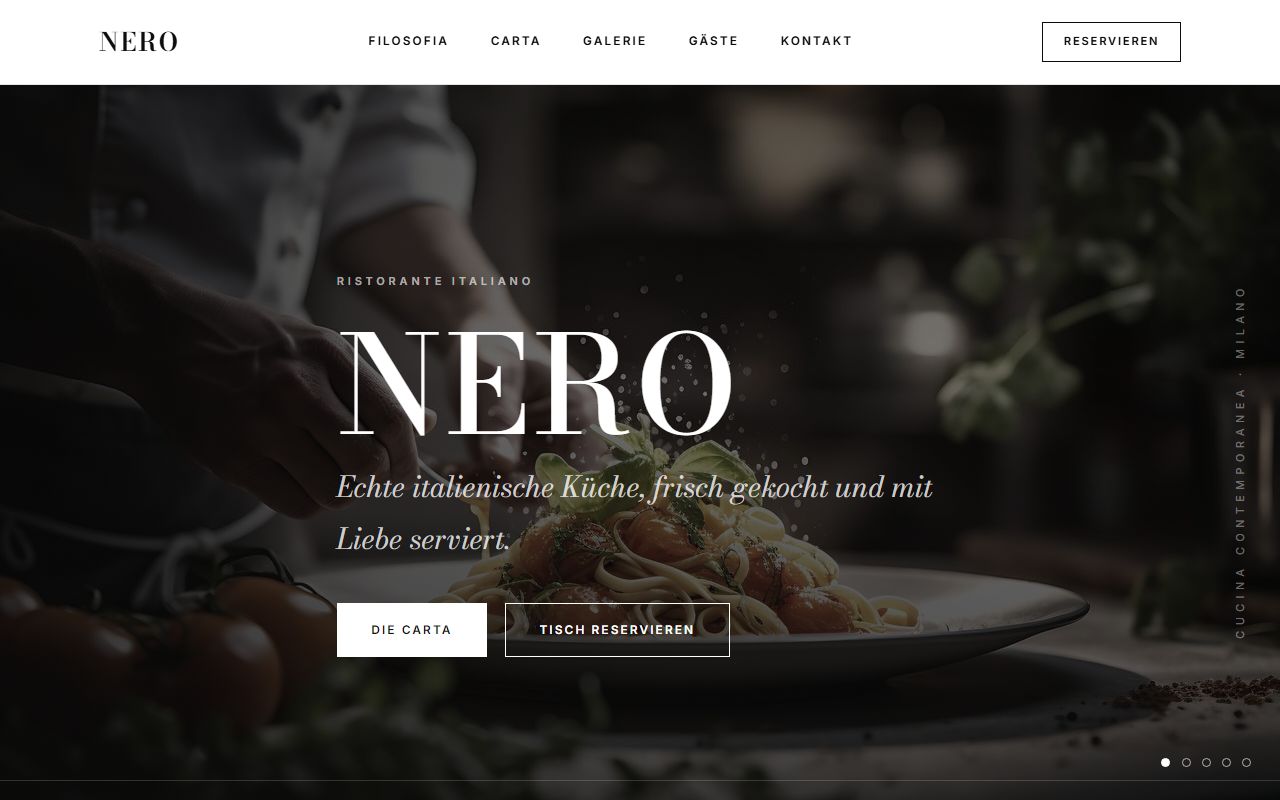 Beispiel einer Restaurant-Webseite mit eingebauter Online-Reservierung von platzhalter