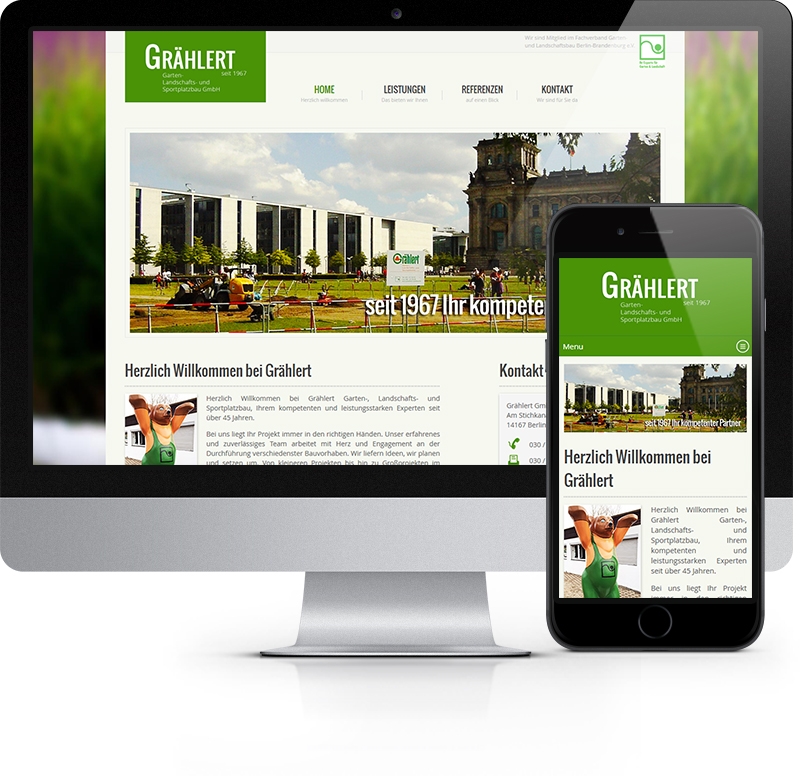 Webdesign-Referenz aus Berlin: Startseite der Webseite von Grählert GmbH