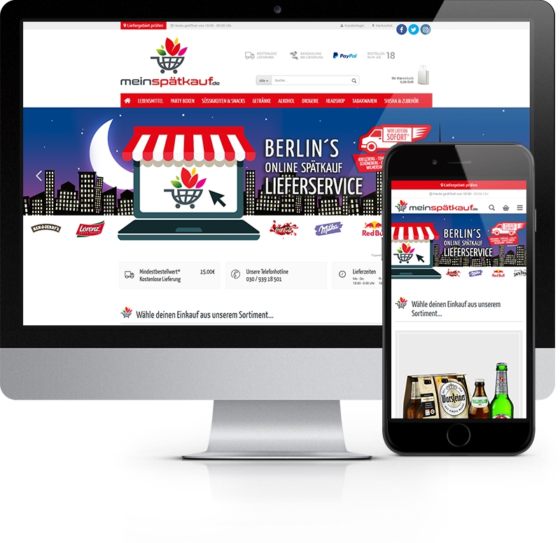 Webdesign-Referenz aus Berlin: Startseite der Webseite von meinspätkauf.de