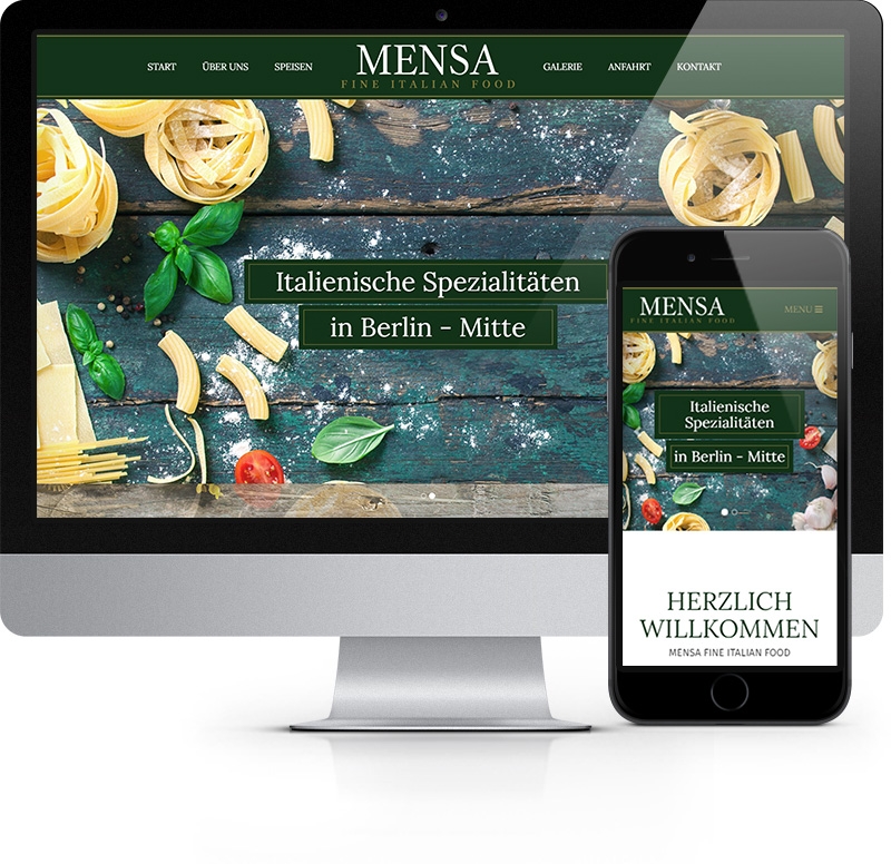 Webdesign-Referenz Mensa Fine Italian Food