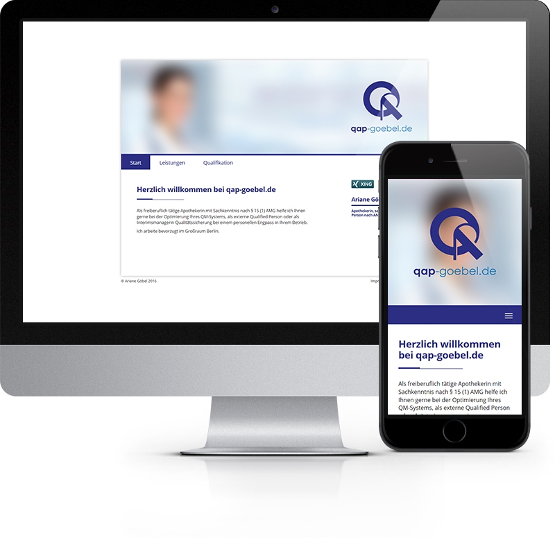 Webdesign-Referenz aus Berlin: Startseite der Webseite von QAP Goebel