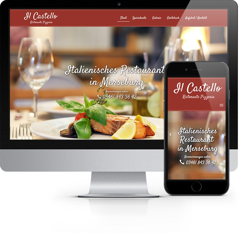 Webdesign-Referenz aus Berlin: Startseite der Webseite von Restaurant Il Castello