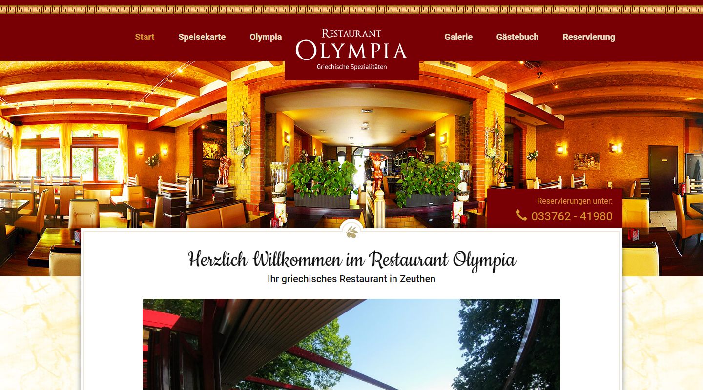 Restaurant-Webseite Olympia in Zeuthen – griechische Spezialitäten