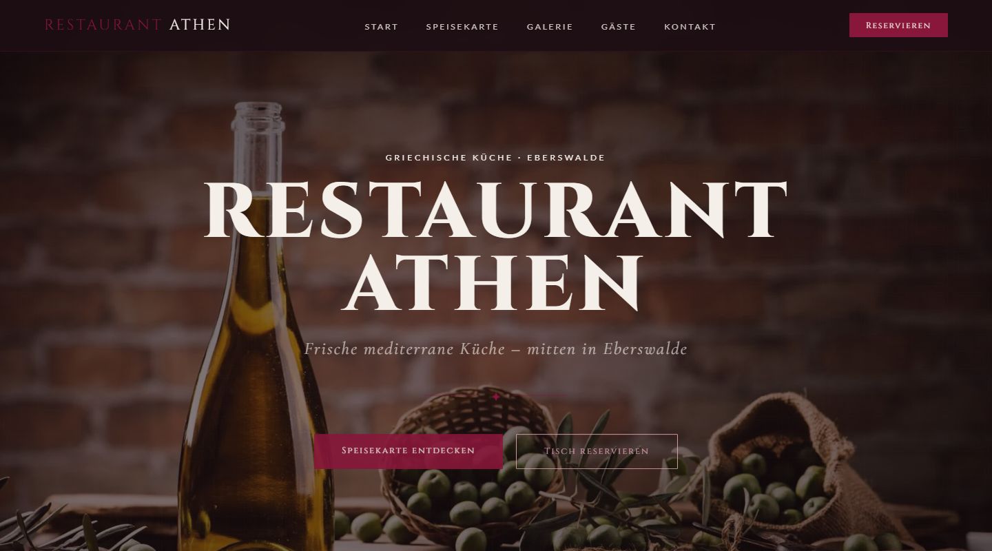 Restaurant-Webseite Athen in Eberswalde – griechische Küche, mit Speisekarte, Galerie und Online-Reservierung